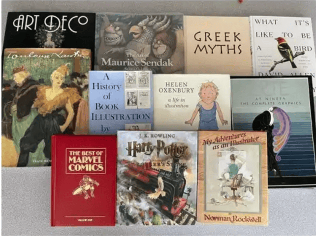 The Friends' book auction table.